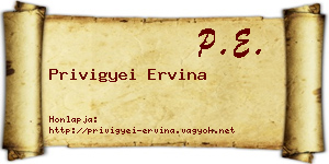 Privigyei Ervina névjegykártya